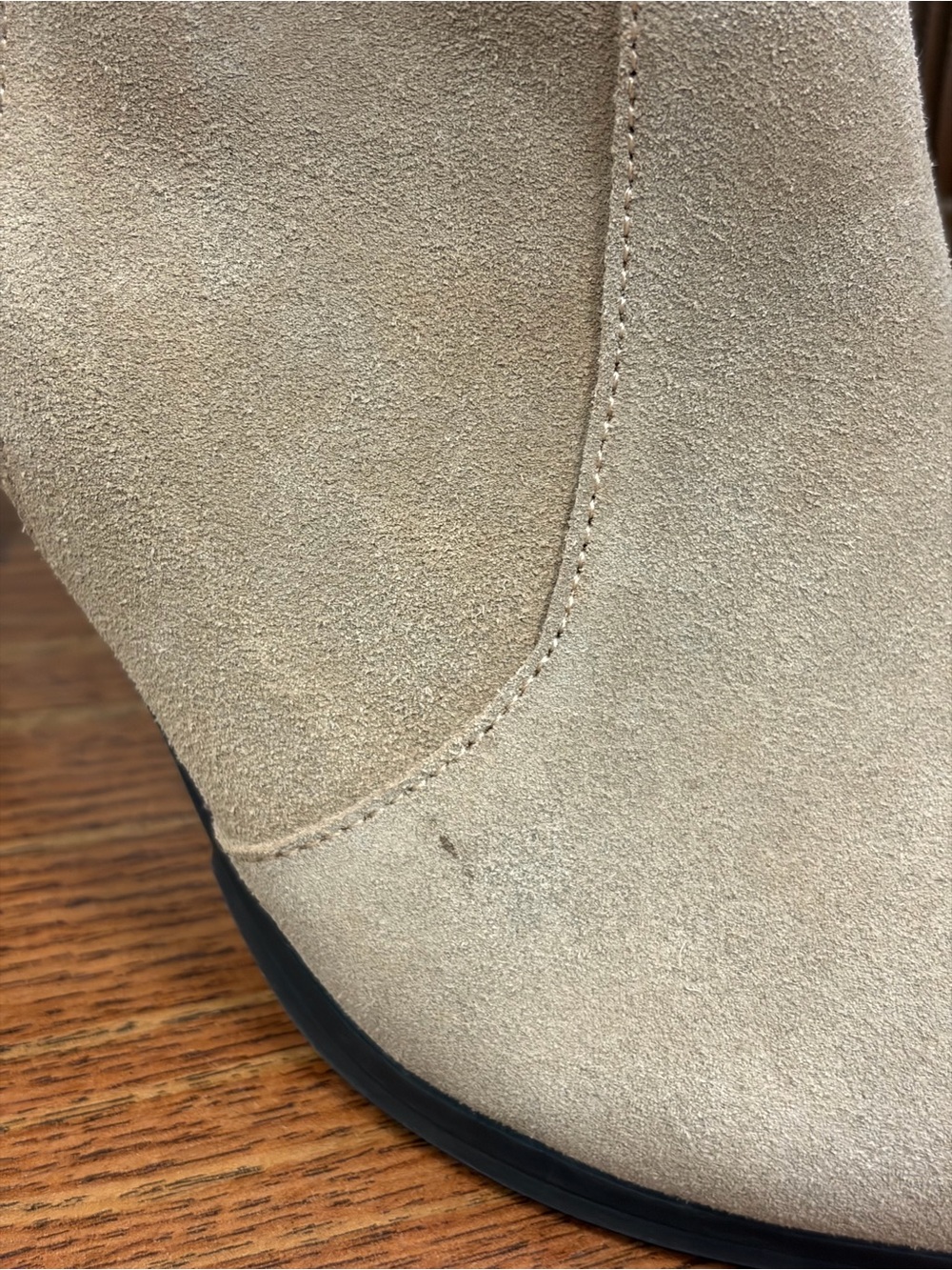 Kelly & Katie Vida Mid Calf Slouchy Leather Suede Heeled Boots Tan Round Toe 9 - Picture 16 of 16